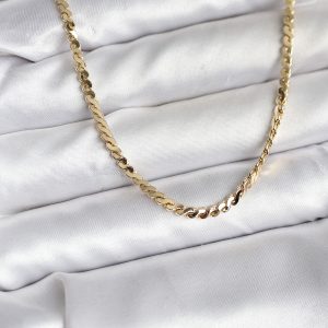 14K Gold Renk Kaplama Ezme Yılan Zincir Model CM Kadın Kolye