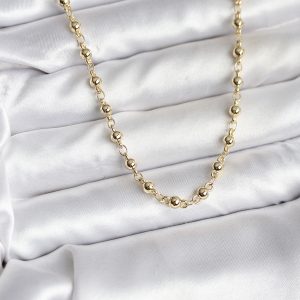 14K Gold Renk Kaplama Topçuklu Zincir Model CM Kadın Kolye