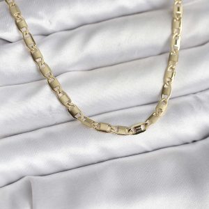 14K Gold Renk Kaplama Plaka Ezme Model Zincirli CM Kadın Kolye