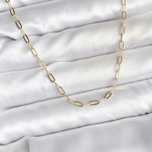 14K Gold Renk Kaplama Ataç Zincir Model CM Kadın Kolye