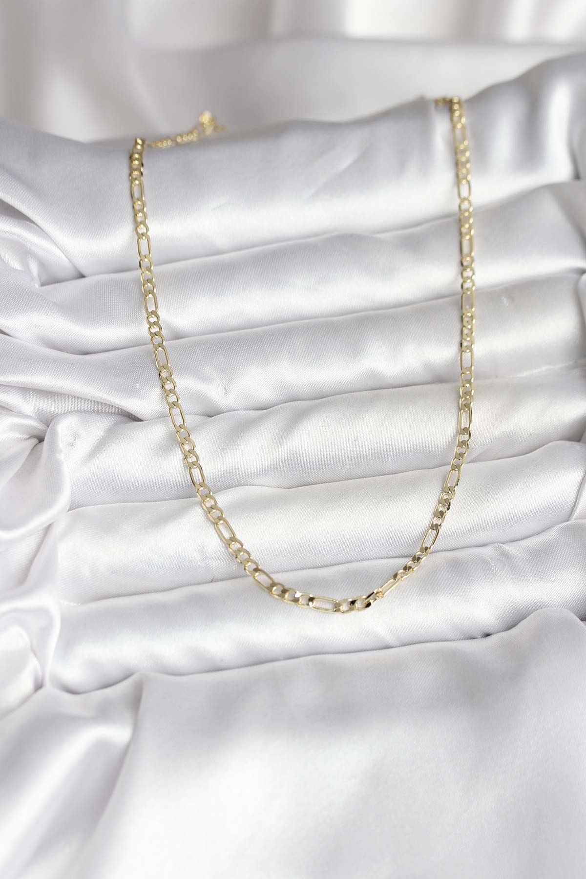 14K Gold Renk Kaplama Kuşgözü Zincir Model Pirinç CM Kadın Kolye