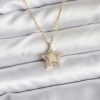 Pirinç Gold Renk Zincirli Yıldızlı Model Kadın Kolye