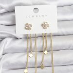 Pirinç Gold Renk Yonca Model Sallantılı Kadın Küpe