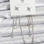 Kutup Yıldızı Model Gümüş Renk Pirinç Sallantılı Kadın Küpe