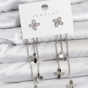 Lotus Model Gümüş Renk Pirinç Sallantılı Kadın Küpe