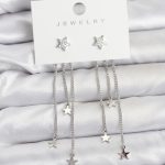 Yıldız Model Gümüş Renk Pirinç Sallantılı Kadın Küpe