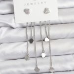 Kalp Model Gümüş Renk Pirinç Sallantılı Kadın Küpe