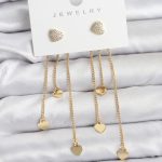 Kalp Model Gold Renk Pirinç Sallantılı Kadın Küpe