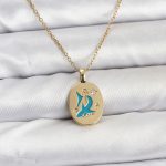 316L Çelik Zincir Gold Renk Shark Figür Kadın Kolye