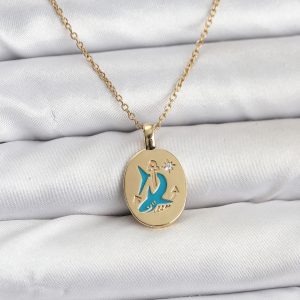 316L Çelik Zincir Gold Renk Shark Figür Kadın Kolye