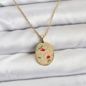 316L Çelik Zincir Gold Renk Fil Figürlü Kadın Kolye