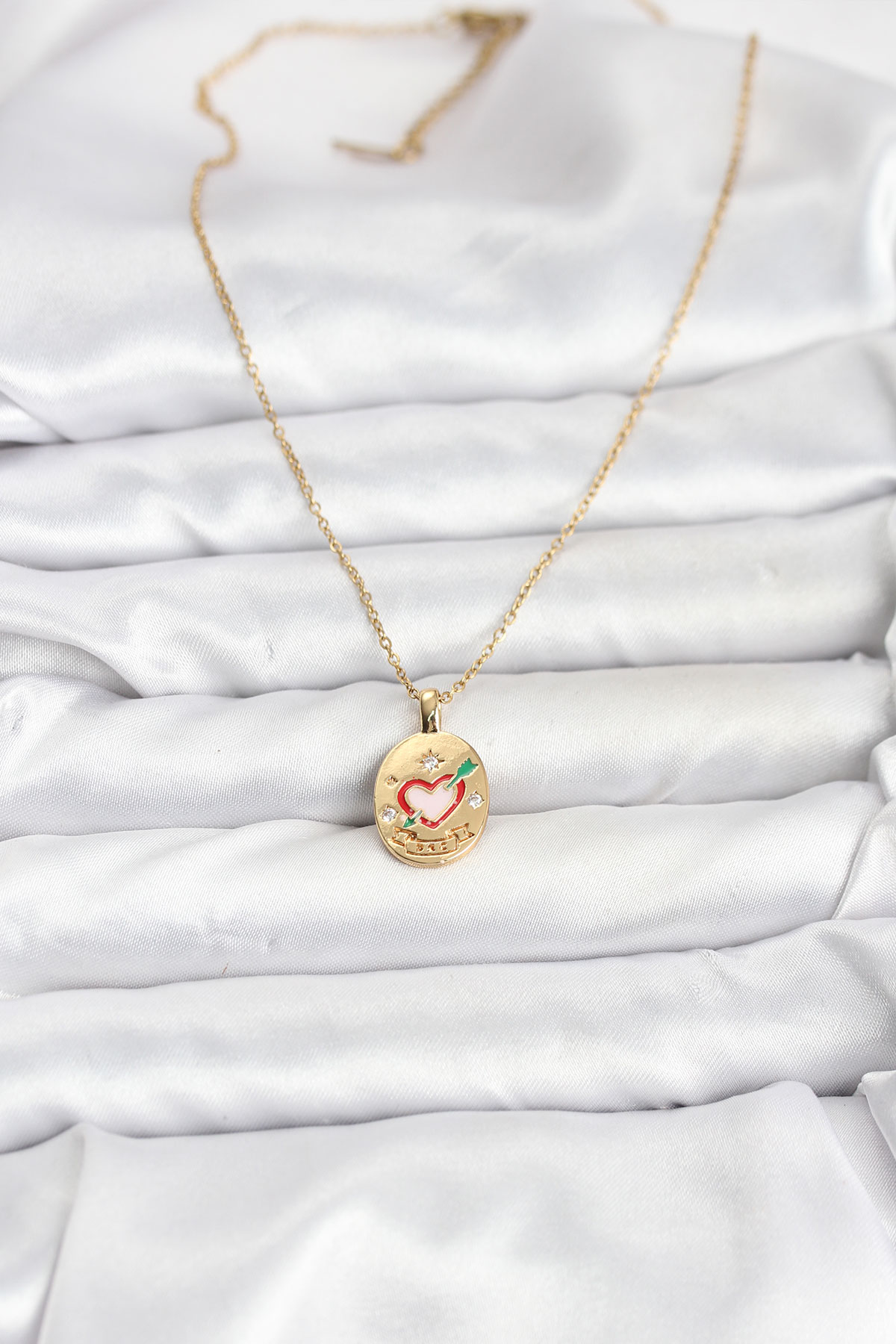 316L Çelik Zincir Gold Renk Kalp Figürlü Kadın Kolye