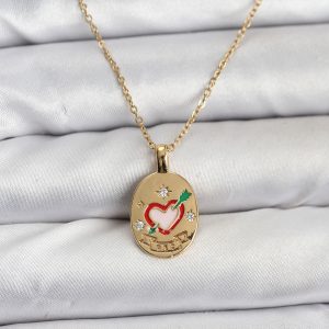 316L Çelik Zincir Gold Renk Kalp Figürlü Kadın Kolye