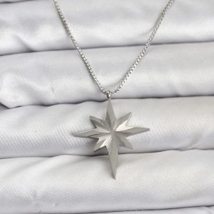 316L Çelik Zincir Gümüş Renk Kutup Yıldızı Model 60 cm Zincir Kadın Kolye