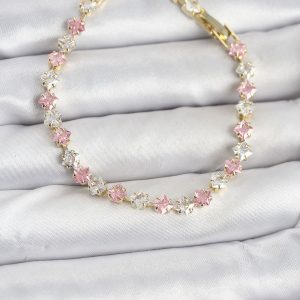 Kare Zirkon Taşlı Gold Renk Kadın Bileklik