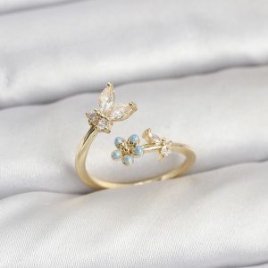 Pirinç Gold Renk Kelebek Model Kadın Yüzük