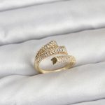 Gold Renk Zirkon Taşlı Pirinç Kadın Yüzük