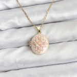 316L Çelik Zincir Gold Renk Mineli Lotus Model Açılabilir Kadın Kolye