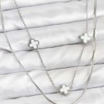 316L Çelik Zincir Gümüş Renk İtalyan Zincirli Yonca Model Kadın Kolye