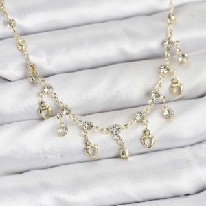 316L Çelik Zincir Gold Renk Zirkon Taşlı Kadın Kolye