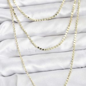 316L Çelik Zincir Gold Renk Ezme Zincir Model 3'lü Kadın Kolye