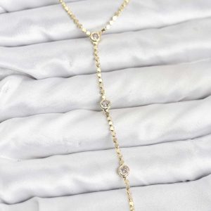 316L Çelik Gold Renk Ezme Zincir Model Y Kadın Kolye