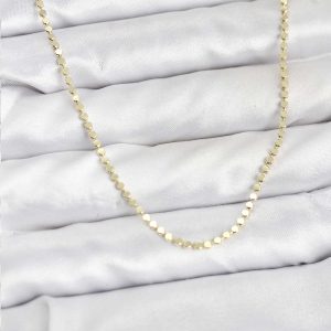 316L Çelik Gold Renk İnce Ezme Zincir Kadın Kolye