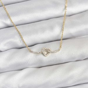 Pirinç Gold Renk Düğüm Kalp Model Kadın Kolye