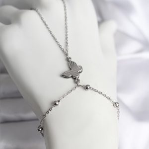 316L Çelik Gümüş Renk Kelebek Model Kadın Şahmeran