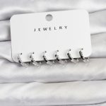 Gümüş Renk Pirinç Minimal Petek Detaylı Kadın Küpe Seti