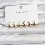 Gold Renk Pirinç Minimal Petek Detaylı Kadın Küpe Seti