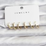 Gold Renk Pirinç Zirkon Taşlı Kadın Küpe Seti