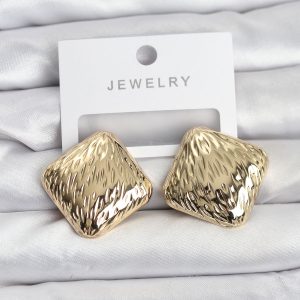 316L Çelik Gold Renk Kare Vintage Kadın Küpe