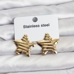 316L Çelik Gold Renk Yıldız Model Kadın Küpe