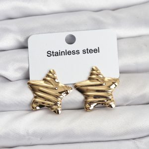 316L Çelik Gold Renk Yıldız Model Kadın Küpe