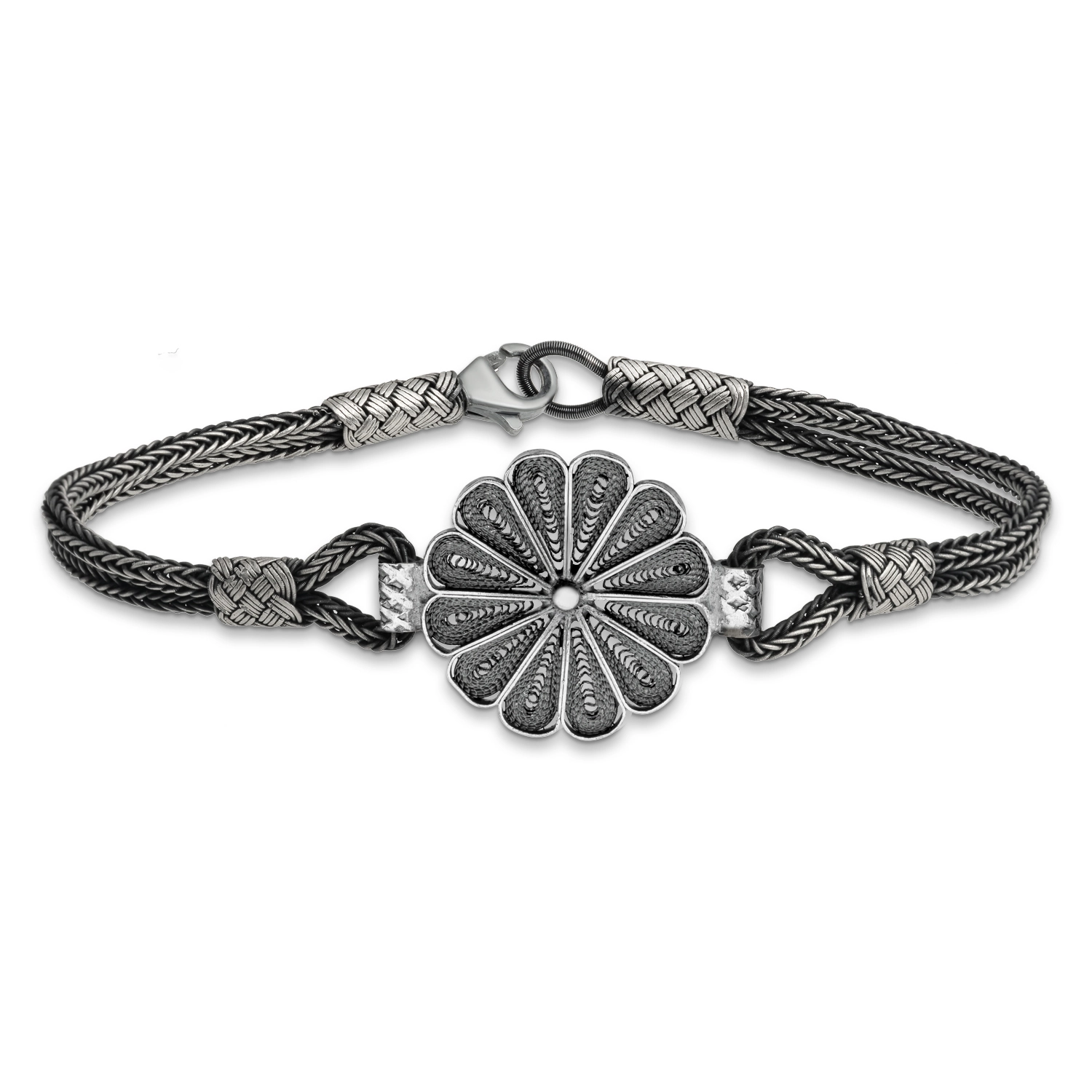 Gümüş Oksitli Papatya Kazaziye Bileklik