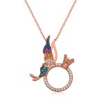 Gümüş Tek Taş Yüzüklü Kelebek Kolye