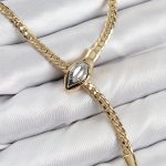 Pirinç Asansörlü Yılan Model Gold Renk Kadın Kolye