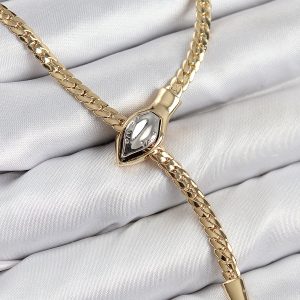 Pirinç Asansörlü Yılan Model Gold Renk Kadın Kolye