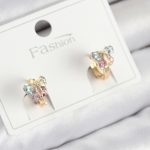 Pirinç Zirkon Taşlı Kelebek Model Gold Renk Çocuk Küpe