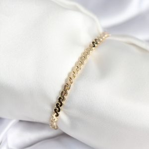 Pirinç Gold Renk Yassı Zincir Model Kadın Bileklik