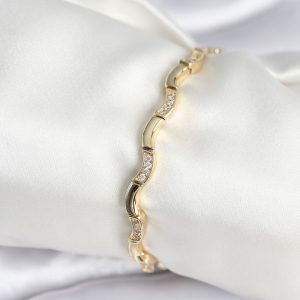 Pirinç Gold Renk Dalgalı Model Kadın Bileklik