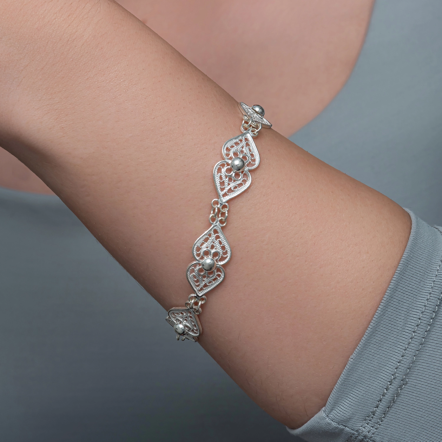 Gümüş Motif Esintisi Telkari Kadın Bileklik