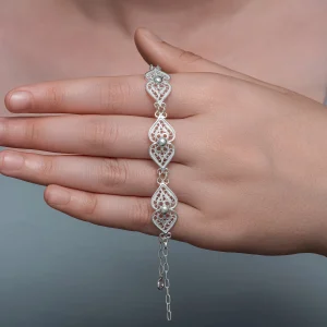 Gümüş Motif Esintisi Telkari Kadın Bileklik