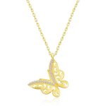 Gümüş Gold Kelebek Bayan Kolye