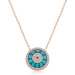 Gümüş Rose Camgöz Nazar Bayan Kolye