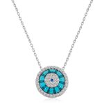 Gümüş Rodyum Camgöz Nazar Bayan Kolye