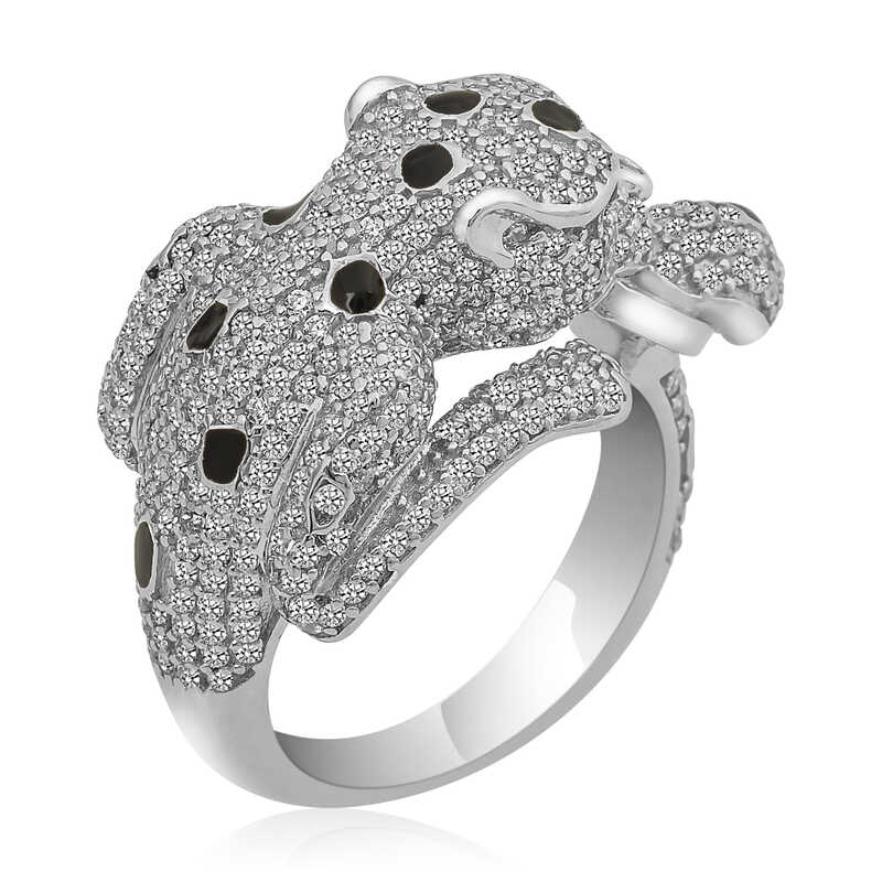 Gümüş Kaplan Figürlü Bayan Yüzük