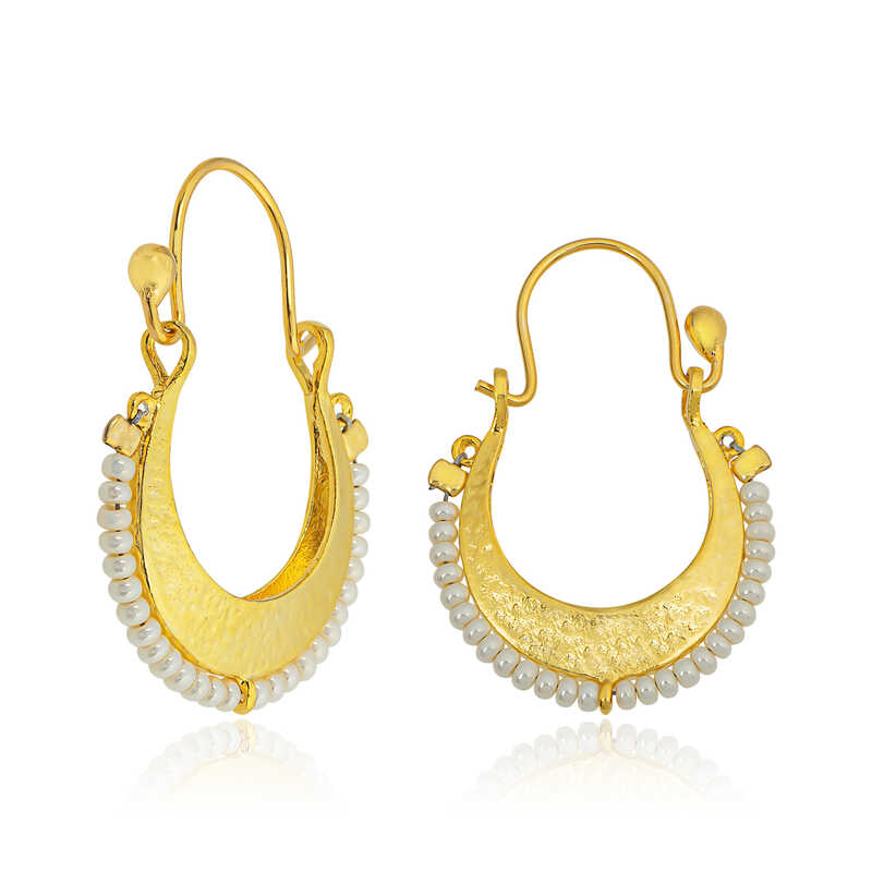 Gümüş Beyaz Taşlı Bohem Küpe