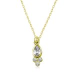 Gümüş Gold Çiğ Damlası Tektaş Bayan Kolye